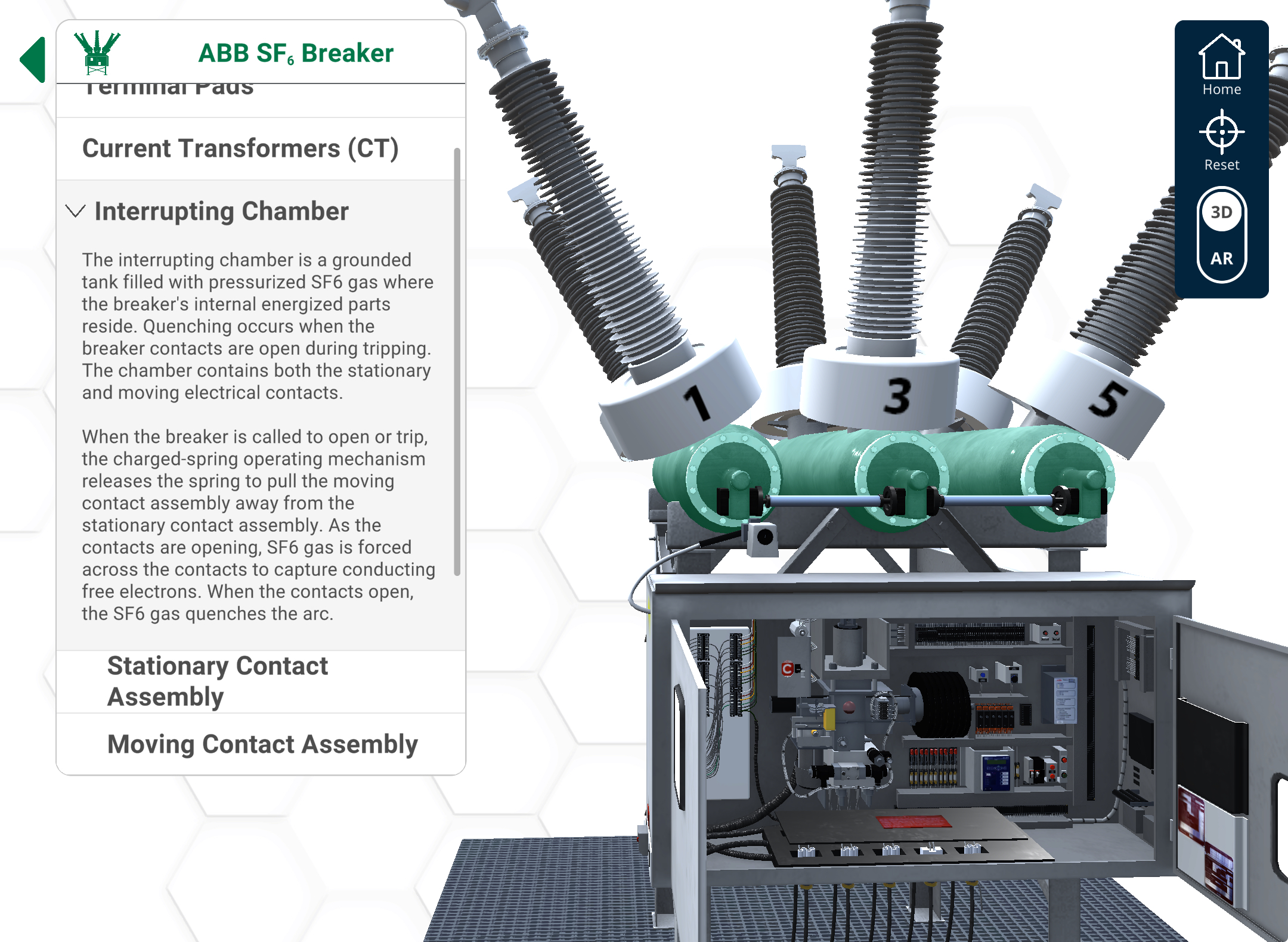 Using a part identification app from Index, workers can visualize the components and functionality of a circuit breaker.
