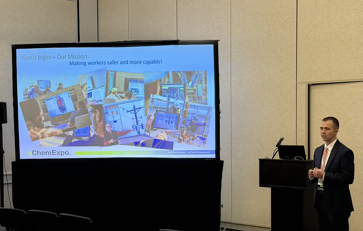 Sam Elkins presents at eChem Expo for Index AR Solutions